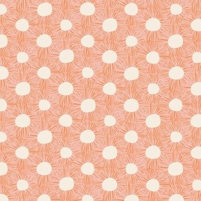 Fleabane Daisy Dots in Pink and Cream on Orange
