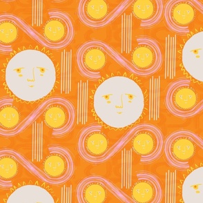 Yellow Sun-Kissed Apricity: Raked Lines of Radiance on Orange