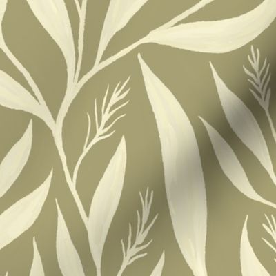 L- Sage Green Leaves - Flowing Botanicals - Cornsilk