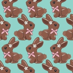 Sweetie Chocolate bunny pink bow Easter fabric