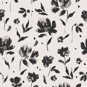 (L) Painted Wildflowers | Black | Large Scale