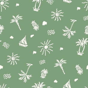 Tropical Sun Summer Days Deep Olive Green by Jac Slade