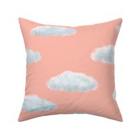 Homage to Magritte - fluffy white clouds - pink sky - large scale by Cecca Designs