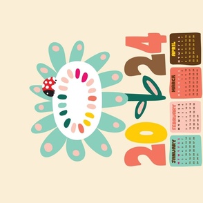 Cute Colourful Flower and Ladybug 2024 Calendar