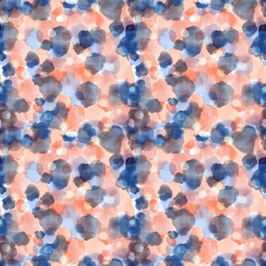 Hand painted watercolor dots in blue and orange