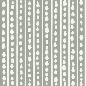 Loose stripes and dots in sage green and cream- medium