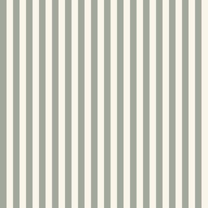 Simple classical neutral sage green stripes in panna cotta cream - large