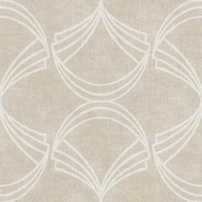 Quiet Deco Abstract Linework Shells Neutral Beige Large