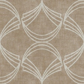 Quiet Deco Abstract Linework Shells Neutral Tan Large