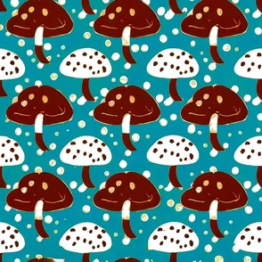 Mushrooms in rows
