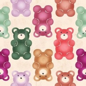 cute gummy bears - candyland collection - green and pink on cream