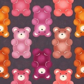 cute gummy bears - candyland collection - pink on charchoal grey