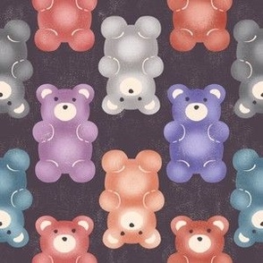 cute gummy bears - candyland collection  - pastel on charcoalgrey