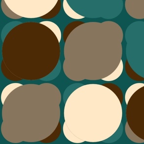 Geometrical teal, beige and brown  circles 