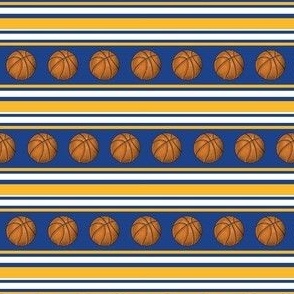 Small Scale Team Spirit Basketball Sporty Stripes in Golden State Warriors Yellow and Royal Blue