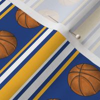 Medium Scale Team Spirit Basketball Sporty Stripes in Golden State Warriors Yellow and Royal Blue