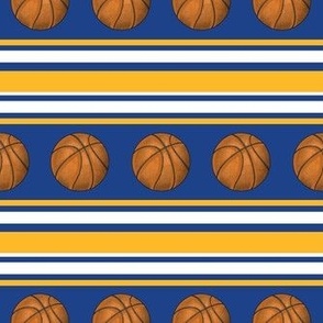 Medium Scale Team Spirit Basketball Sporty Stripes in Golden State Warriors Yellow and Royal Blue
