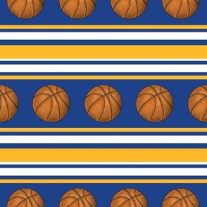 Large Scale Team Spirit Basketball Sporty Stripes in Golden State Warriors Yellow and Royal Blue