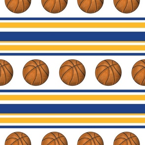 Large Scale Team Spirit Basketball Sporty Stripes in Golden State Warriors Yellow and Royal Blue