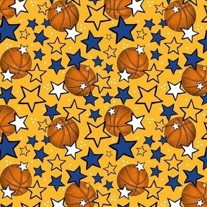 Small Scale Team Spirit Basketball with Stars in Golden State Warriors Yellow and Royal Blue