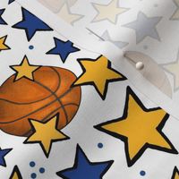 Medium Scale Team Spirit Basketball with Stars in Golden State Warriors Yellow and Royal Blue