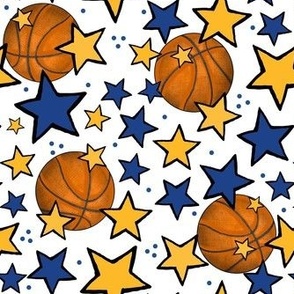 Medium Scale Team Spirit Basketball with Stars in Golden State Warriors Yellow and Royal Blue