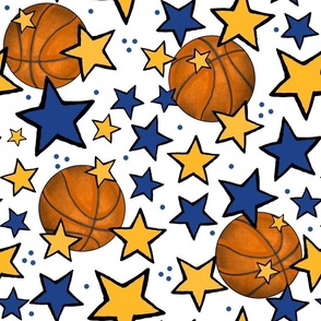 Large Scale Team Spirit Basketball with Stars in Golden State Warriors Yellow and Royal Blue