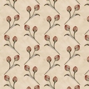 Textured plastered background with rose buds  in muted yellow. 
