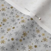 Winter Wonderland Metallic Snowflakes on Grey-Tiny Scale