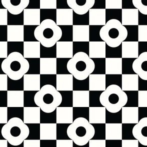 small// Daisy Flower Checkers Black and White