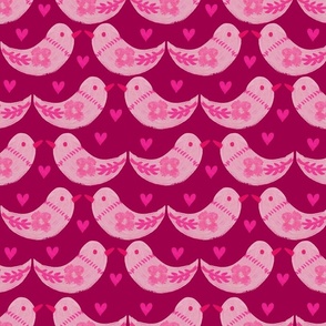 Love birds pink on dark pink