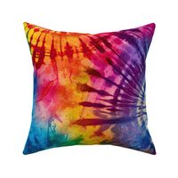 Jumbo Tie Dye Batik in Bright Multi Rainbow Colors Circling Swirls 