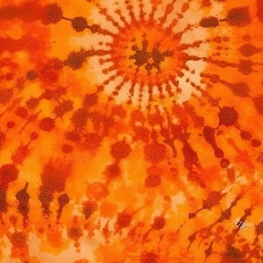 Jumbo Tie Dye Reddish Orange Circling Swirls 