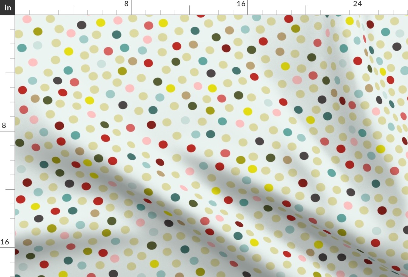 Festive Retro Polka Dots - Retro Christmas Collection - Poppy Red, Pink, Citrin, Olive, Teal on Light Sea Glass BG - SPD Collab