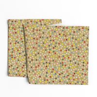 Festive Retro Polka Dots - Retro Christmas Collection - Poppy Red, Pink, Citrin, Olive, Teal on Dark Ivory BG - SPD Collab