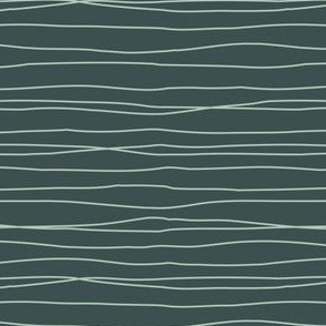 Minimalist sage green  lines on dark green, hand drawn wiggly stripes, SMALL, 3-4 lines per inch