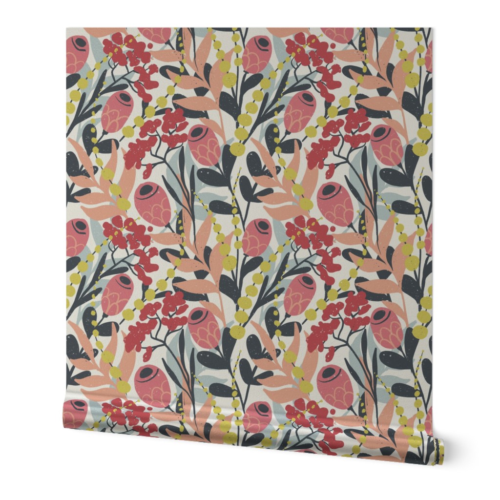 Serenade: A Vibrant Dance of Protea Elegance. Bright and colorful botanical floral pattern