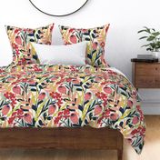 Serenade: A Vibrant Dance of Protea Elegance. Bright and colorful botanical floral pattern