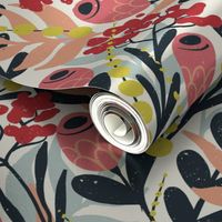 Serenade: A Vibrant Dance of Protea Elegance. Bright and colorful botanical floral pattern