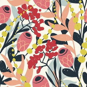 Serenade: A Vibrant Dance of Protea Elegance. Bright and colorful botanical floral pattern