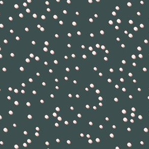 Tossed white swiss dots on dark green, TINY, 1/8 inch dots