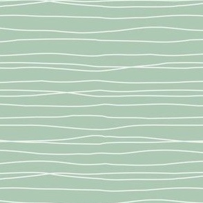 Minimalist off white free hand lines on sage green, wonky stripes, SMALL, 3-4 lines per inch
