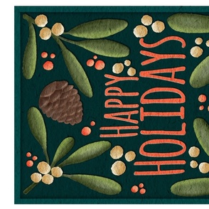 Joyful Mistletoe & Pinecones - Festive Holiday Tea Towel Design for Winter Celebrations
