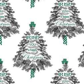 Irish You a Happy Christmas (Black and Green on White large scale) 