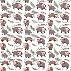 Christmas opossums white small