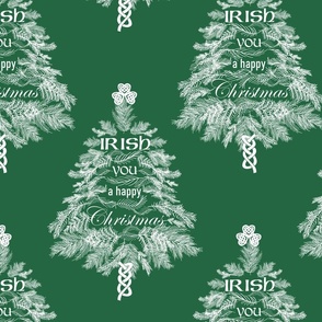 Irish You a Happy Christmas (White on Emerald Green large scale) 