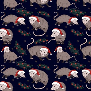 Christmas opossums blue medium