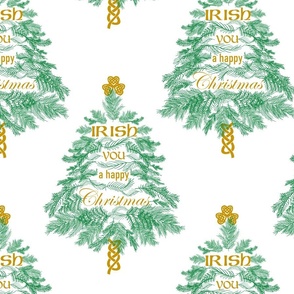 Irish You a Happy Christmas (Green and Gold on White large scale) 