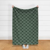 Cross Stitch Flowers - Medium Scale - Emerald green - Christmas fabric