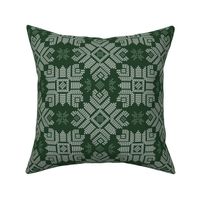 Cross Stitch Flowers - Medium Scale - Emerald green - Christmas fabric